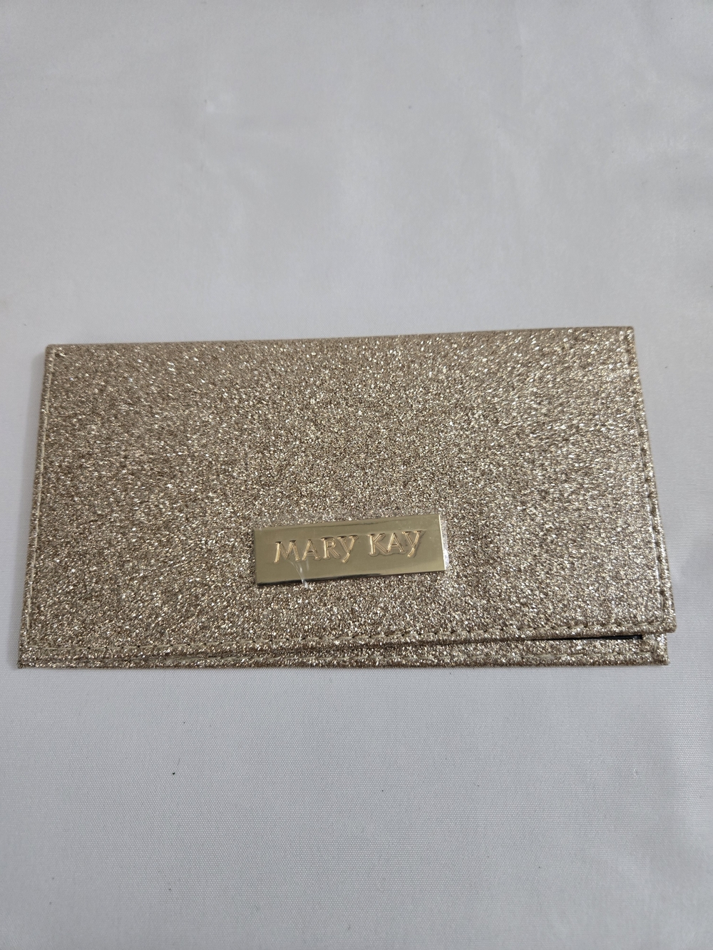 Mary Kay Gold Sparkle Checkbook Cover Holder Glitter Wallet NWOT